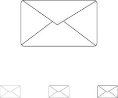 Mail Email User Interface Bold and thin black line icon set vector