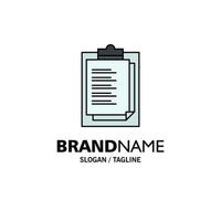 Notepad Report Card Result Presentation Business Logo Template Flat Color vector