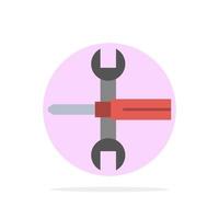 Settings Controls Screwdriver Spanner Tools Wrench Abstract Circle Background Flat color Icon vector