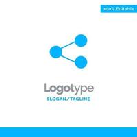 compartir medios sociales compartir plantilla de logotipo sólido azul lugar para eslogan vector