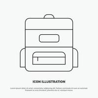 bolsa educación mochila línea icono vector