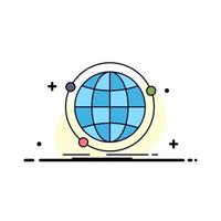 Data global internet network web Flat Color Icon Vector