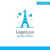 torre amor corazón boda azul sólido logotipo plantilla lugar para eslogan vector