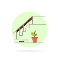 escaleras piso de arriba etapa inicio círculo abstracto fondo color plano icono vector