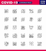 Coronavirus Precaution Tips icon for healthcare guidelines presentation 25 line icon pack such as healthcare hands soap disease covid viral coronavirus 2019nov disease Vector Design Elements