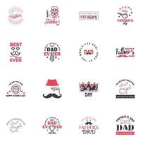 16 Black and Pink Happy Fathers Day Design Collection A set of twelve brown colored vintage style Fathers Day Designs on light background Editable Vector Design Elements