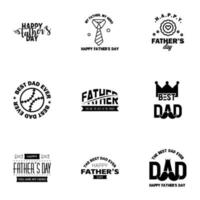 Happy fathers day greeting cards set 9 Black Vector typography lettering Usable for banners print You are the best dad text design Editable Vector Design Elements