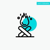 Bonfire Campfire Camping Fire turquoise highlight circle point Vector icon