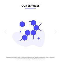 Our Services Cell Molecule Science Solid Glyph Icon Web card Template vector