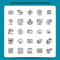 OutLine 25 Data Management And Data Organization Icon set Vector Line Style Design Black Icons Set Linear pictogram pack Web and Mobile Business ideas design Vector Illustration