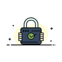 Lock Padlock Security Secure Business Logo Template Flat Color vector