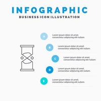 Hourglass Time Timer Watch Sand Line icon with 5 steps presentation infographics Background vector