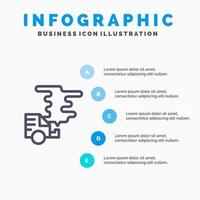 Automobile Car Emission Gas Pollution Line icon with 5 steps presentation infographics Background vector