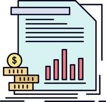 economy finance money information reports Flat Color Icon Vector