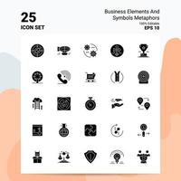 25 business elements and symbols metaphors Icon Set 100 Editable EPS 10 Files Business Logo Concept Ideas Solid Glyph icon design vector