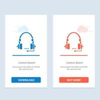 Support Call Communication Contact Headset Help Service  Blue and Red Download and Buy Now web Widget Card Template vector