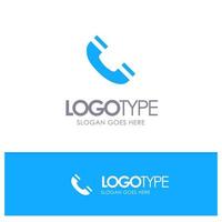 Call Interface Phone Ui Blue Solid Logo with place for tagline vector