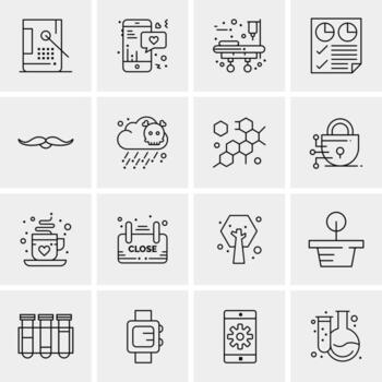 16 iconos de negocios universales vector ilustración de icono creativo para usar en proyectos relacionados con la web y dispositivos móviles
