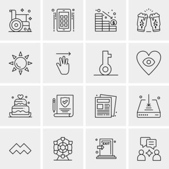 16 iconos de negocios universales vector ilustración de icono creativo para usar en proyectos relacionados con la web y dispositivos móviles