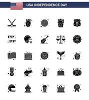 Happy Independence Day USA Pack of 25 Creative Solid Glyph of usa american country usa fastfood Editable USA Day Vector Design Elements