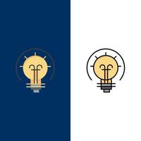 Bulb Energy Idea Solution  Icons Flat and Line Filled Icon Set Vector Blue Background