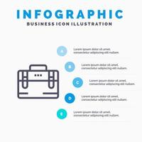 Bag Office Bag Working Motivation Line icon with 5 steps presentation infographics Background vector