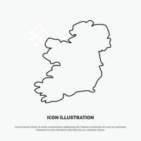 vector de icono de línea de Irlanda del mapa mundial