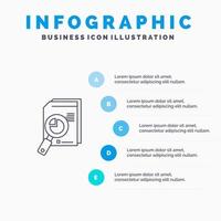 Research Analysis Analytic Analytics Chart Data Graph Line icon with 5 steps presentation infographics Background vector