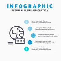 World Globe Marketing Line icon with 5 steps presentation infographics Background vector