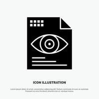 File Text Eye Computing Solid Black Glyph Icon vector