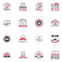 Happy fathers day greeting cards set 16 Black and Pink Vector typography lettering Usable for banners print You are the best dad text design Editable Vector Design Elements
