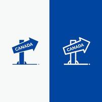 canadá dirección ubicación signo línea y glifo icono sólido bandera azul línea y glifo icono sólido bandera azul vector