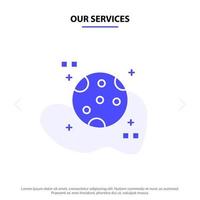 Our Services Astronomy Moon Space Solid Glyph Icon Web card Template vector