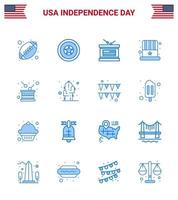 16 iconos creativos de estados unidos signos de independencia modernos y símbolos del 4 de julio de tambor estados unidos sombrero de tambor elementos de diseño de vector de día de estados unidos editables estadounidenses