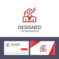 tarjeta de visita creativa y plantilla de logotipo empresario dólar hombre dinero vector ilustración