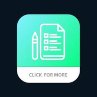 File Education Pen Pencil Mobile App Button Android and IOS Line Version vector