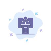 Speech Business Conference Event Presentation Room Speaker Blue Icon on Abstract Cloud Background vector