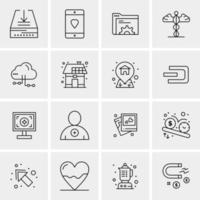 16 iconos de negocios universales vector ilustración de icono creativo para usar en proyectos relacionados con la web y dispositivos móviles