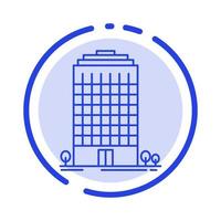 Building Office Tower Space Blue Dotted Line Line Icon vector