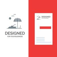 Beach Palm Tree Spring Grey Logo Design and Business Card Template vector