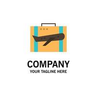 Travel Baggage Business Case Luggage Portfolio Suitcase Business Logo Template Flat Color vector