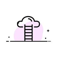 plantilla de banner de vector de icono lleno de línea plana de interfaz de usuario de nube de escalera
