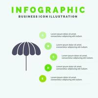 Beach Umbrella Weather Wet Solid Icon Infographics 5 Steps Presentation Background vector