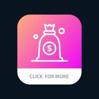 Dollar Money Bag Mobile App Button Android and IOS Line Version vector