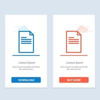 File Text Data Report  Blue and Red Download and Buy Now web Widget Card Template vector