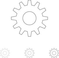 Cog Gear Setting Bold and thin black line icon set vector