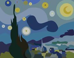 The Starry Night painting after abstraction, Van Gogh vector