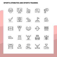 conjunto de atributos deportivos y línea de entrenamiento deportivo conjunto de iconos 25 iconos diseño de estilo minimalista vectorial conjunto de iconos negros paquete de pictogramas lineales vector