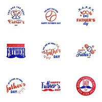 Set of fathers day 9 Blue and red design elements Editable Vector Design Elements