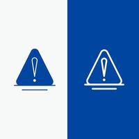 Alert Danger Warning Logistic Line and Glyph Solid icon Blue banner Line and Glyph Solid icon Blue banner vector